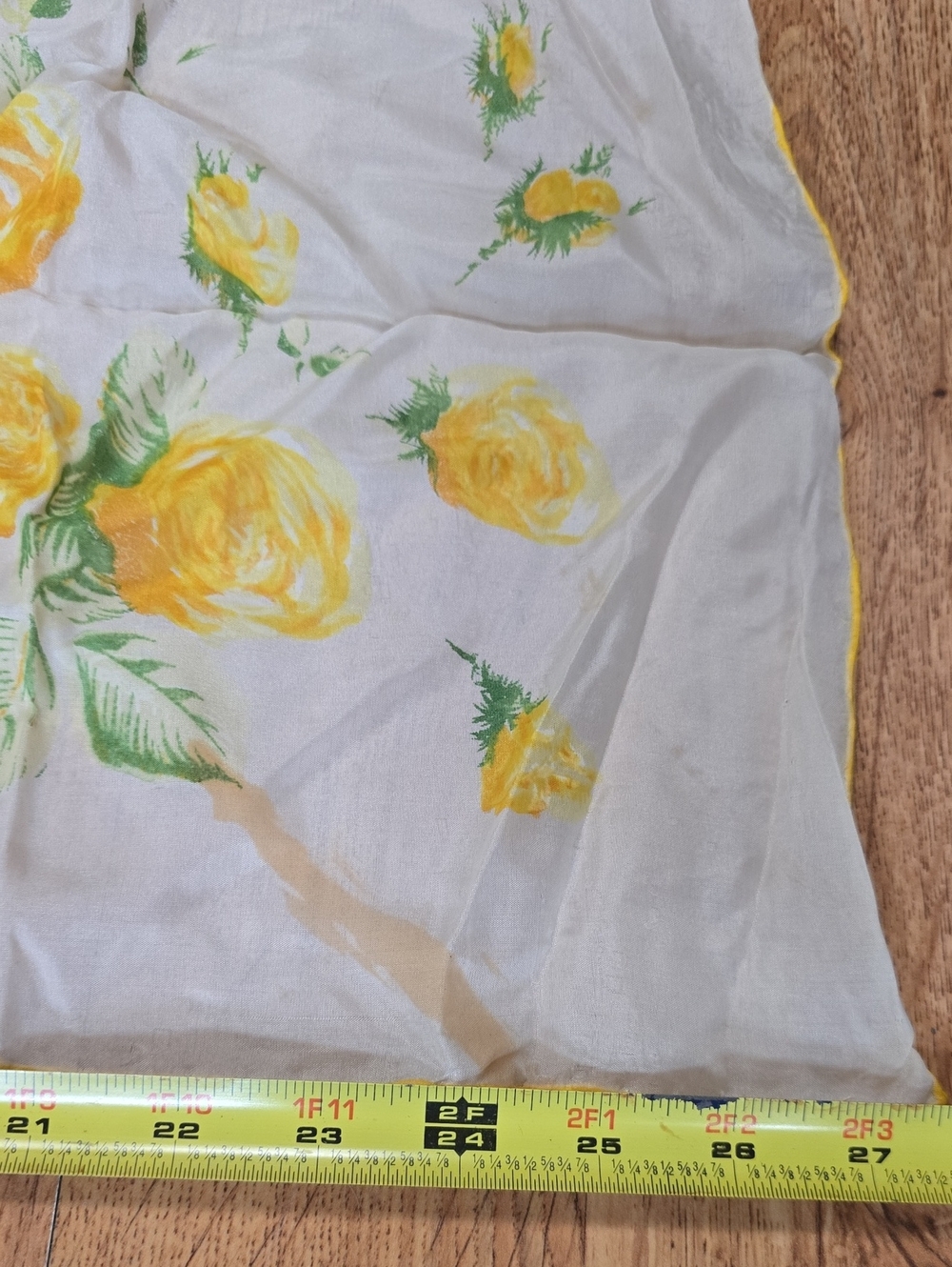 Yellow Rose Print Silk Scarf - Picture 5 of 5
